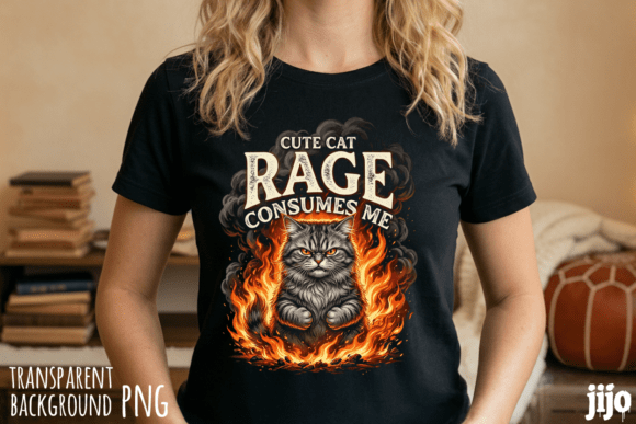 Cat Cute Rage Consumes PNG: A Dynamic Design Asset