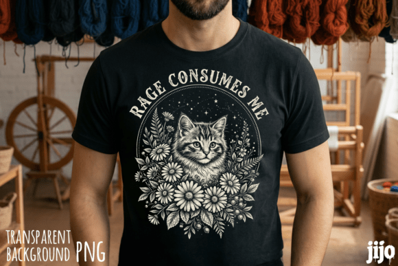 Cat Floral Rage Nature PNG: A Vintage Design Powerhouse