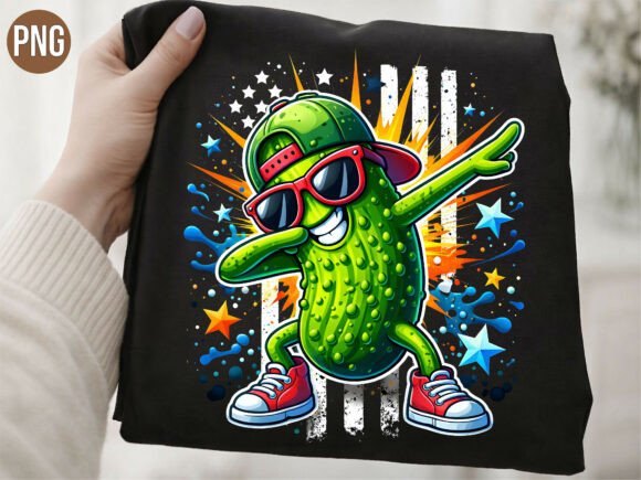 Dabbing Pickle American Flag Sport PNG: A Designer's Playful Asset
