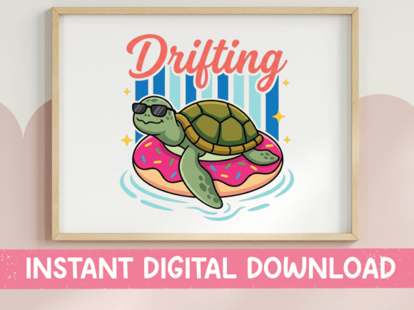 Drifting Sea Turtle Donut SVG PNG: A Coastal Design Asset