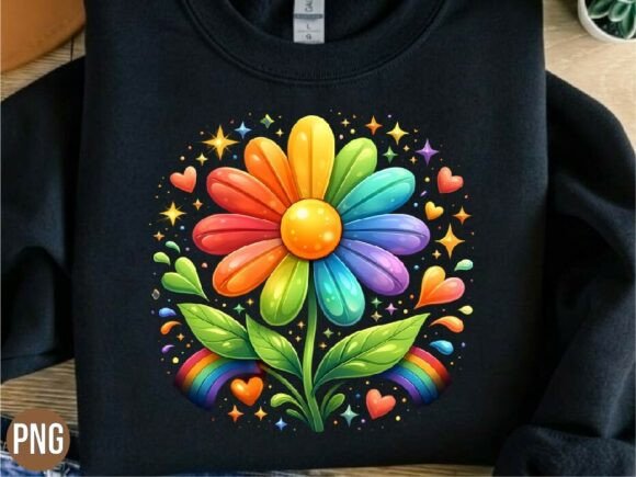 Rainbow Flower Heart Pride Month PNG: A Design Asset for Meaningful Projects