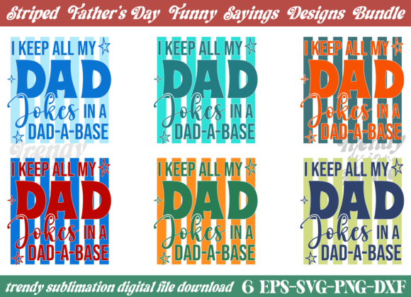 Striped Funny Fathers Day SVG PNG Bundle