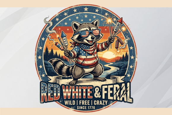 Unleash Patriotic Charm: The Funny Raccoon 4th of July Design