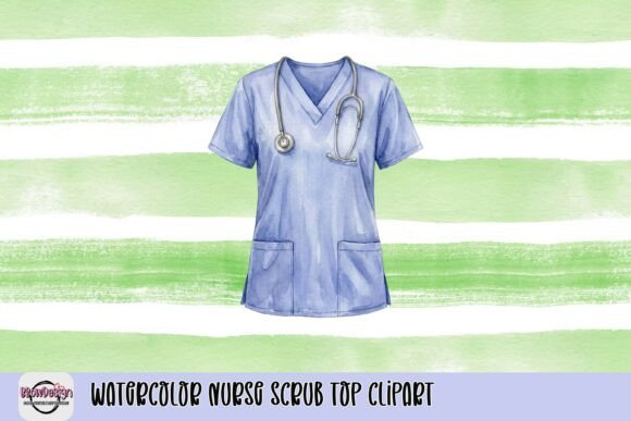 Watercolor Nurse Scrub Top Clipart: A Handcrafted Touch for Your Designs